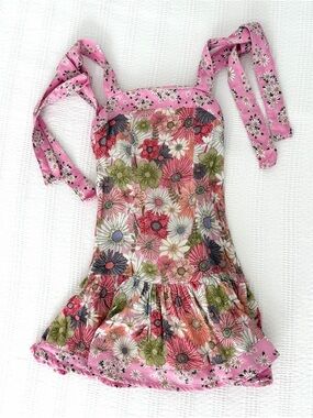 Agua Bendita Pink Floral Dress with White Lining